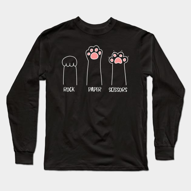 Rock Paper Scissors Cat Paws Long Sleeve T-Shirt by Jenna Lyannion